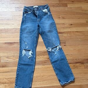 Abercrombie & Fitch Distressed High-Rise Jeans - Blue